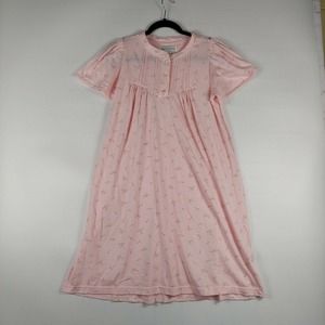 soft moments new york pink nightgown size small ,pink floral short sleeve